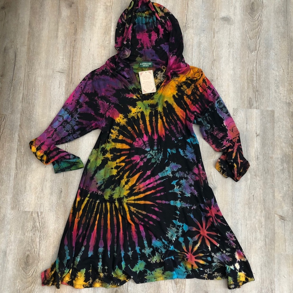 Bohemian Tie Dye dress with Hood